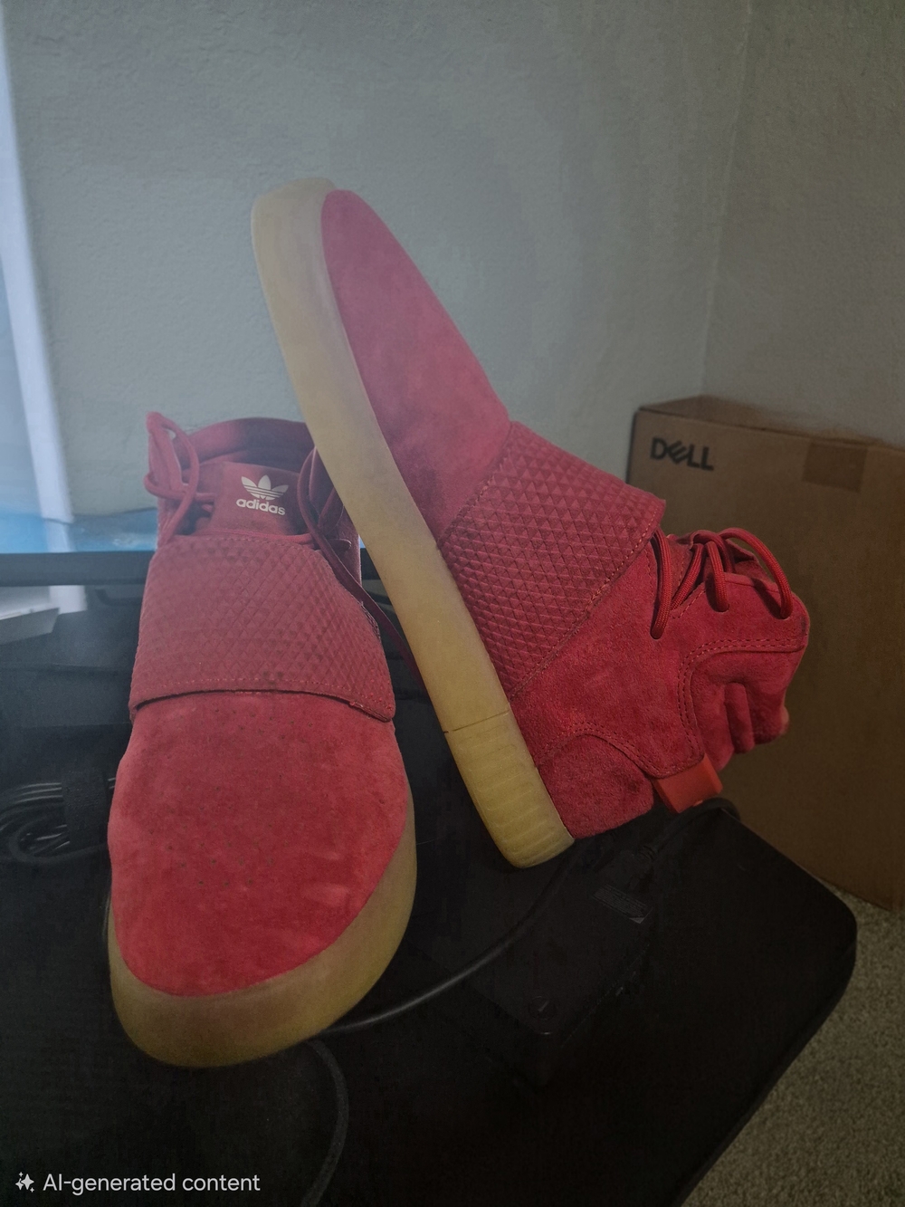 adidas Red Suede Low-Top Sneakers with Gum Sole